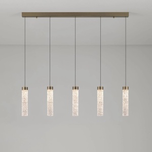 Lustra tavan cu pendule LED ZELON, alama antic - Img 4