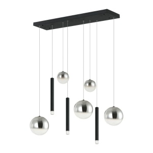 Lustra tavan dreptunghiulara cu pendule LED, LORR negru