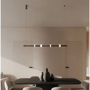 Lustra tub subtire aluminiu gri inchis si alabastru LED MARLOW - Img 2