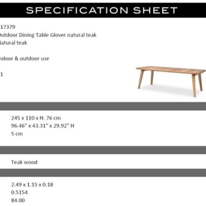 Masa design LUX Glover Natural Teak, 245x110cm - Img 5