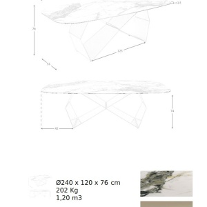 Masa dining deosebita design LUX Porcelain-Marble 240cm - Img 8