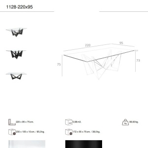 Masa dining design LUX Rectangular Black Steel 220x95cm - Img 8