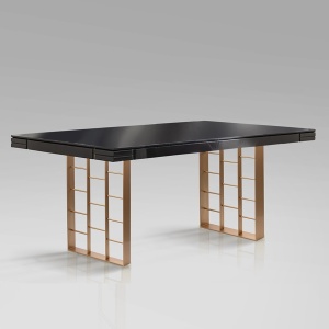 Masa dining design LUX Vita 240cm gri antracit/ auriu roz