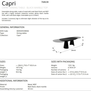Masa dining extensibila design lux Capri - Img 9