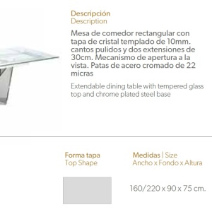 Masa dining extensibila design ultra-modern Sonia, 160-220x90cm AC-CT2302 - Img 2