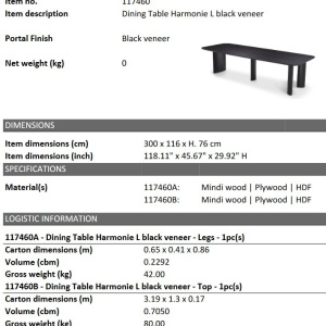 Masa dining moderna design LUX Harmonie L negru 300x116cm - Img 2