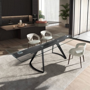 Masa extensibila deosebita design LUX Black Steel 180-270x100cm - Img 5