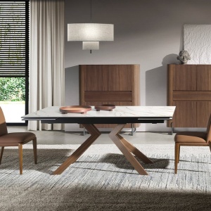 Masa extensibila deosebita design LUX Walnut-Marble 180-260x90cm - Img 4