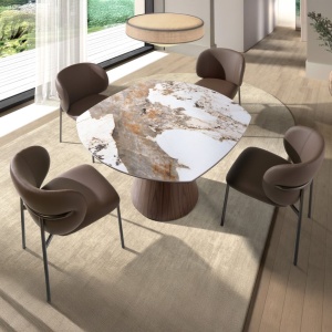 Masa extensibila design LUX Porcelain Marble 130-190cm - Img 6
