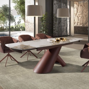 Masa extensibila design LUX Porcelain Marble 180-260x95cm