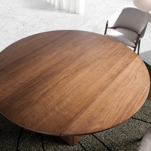Masa extensibila eleganta design LUX Walnut Veneered 80-140x140cm - Img 6