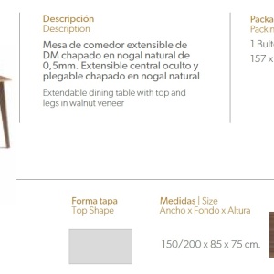 Masa extensibila Walnut, 150-200x85cm AC-DT706 - Img 2