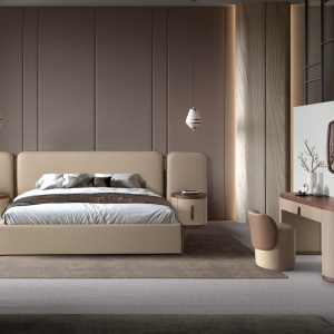 Masa machiaj design LUX Walnut-Leatherette Mink - Img 5