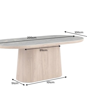 Masa ovala, Ceramica Alba, Furnir Nuc, UNIQUE 200cm A-46381 VC - Img 3