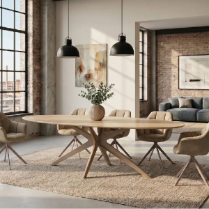 Masa ovala cu blat din ceramica TRAVERTIN 220cm - Img 6