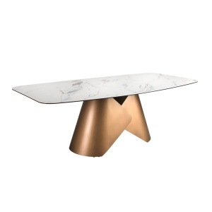Masa ovala din otel si marmura portelanata Bronze 240x120cm