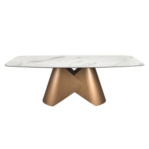 Masa ovala din otel si marmura portelanata Bronze 240x120cm - Img 2