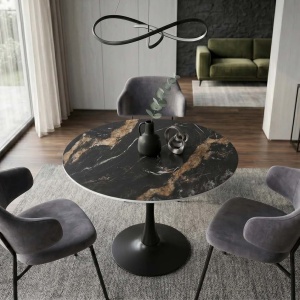 Masa rotunda bistro cu blat ceramic aurora oro LYON 80cm
