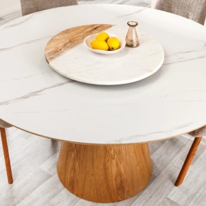 Masa rotunda, Ceramica Alba, Furnir Stejar, UNIQUE 120cm A-45143 VC - Img 6
