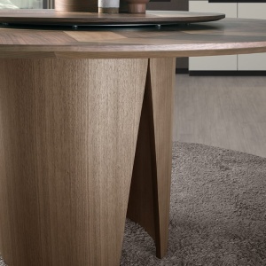 Masa rotunda cu blat central pivotant design LUX Walnut 150cm - Img 7