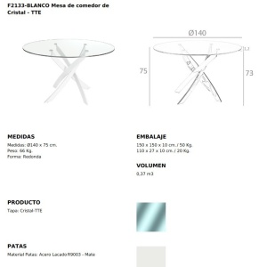 Masa rotunda design modern Veola alb, 140cm - Img 3