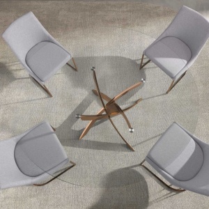 Masa rotunda design modern Veola auriu roze 140cm - Img 6
