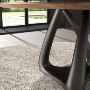 Masa rotunda din lemn furniruit si fibra de sticla Walnut 150cm - Img 2