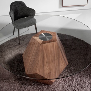 Masa rotunda eleganta design LUX Walnut Veneered 150cm - Img 4