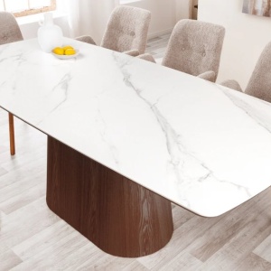 Masa sufragerie, Ceramica Alba, Furnir Nuc, UNIQUE 200cm A-45139 VC - Img 6