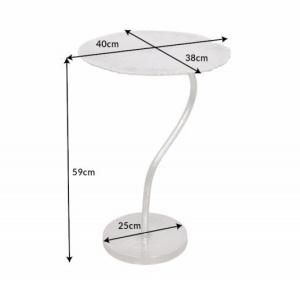 Masuta auxiliara cu aspect deosebit Leaf 40cm, argintiu - Img 2