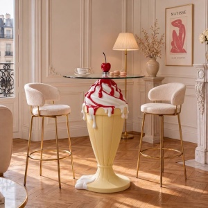 Masuta bistro stil pop art modern SWEET SOCIETY 90cm galben - Img 3