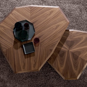 Masuta de cafea asimetrica design modern Walnut and Black - Img 7