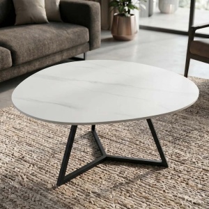 Masuta de cafea cu blat ceramic alb MARVELOUS 90cm