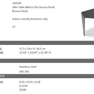 Masuta de cafea design LUX Metro Chic bronz - Img 5