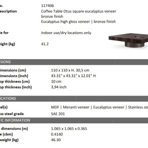 Masuta de cafea design LUX Otus square 118107 universul-luminii.ro