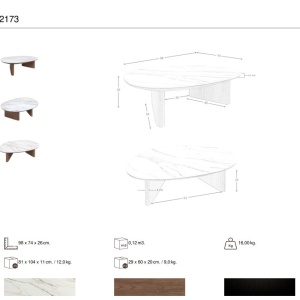Masuta de cafea Porcelain Marble si lemn furniruit Walnut - Img 9