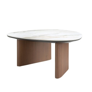 Masuta de cafea Porcelain Marble si lemn furniruit Walnut - Img 4