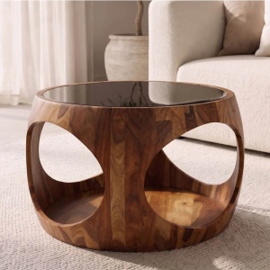 Masuta de cafea rotunda ORGANIC LOOP 60cm Sheesham