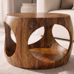 Masuta de cafea rotunda ORGANIC LOOP 60cm Sheesham - Img 4