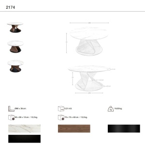 Masuta de cafea rotunda Porcelain Marble Walnut - Img 7