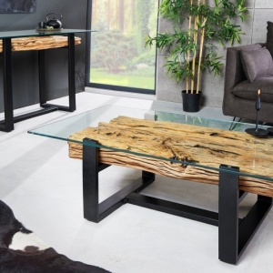 Masuta design high-tech din metal si lemn masiv, Barracuda 130cm - Img 3