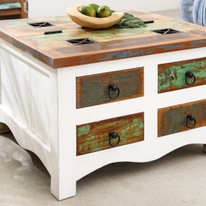 Masuta design vintage, Shabby Chic Jakarta 70cm, white wash - Img 4