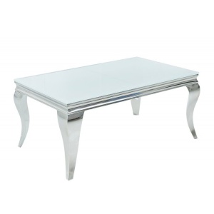 Masuta eleganta Modern Barock 100cm, alb/ argintiu
