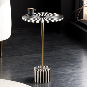 Masuta Laterala, Alb-Negru, Metal, HARMONY NATURE 55cm - Img 9