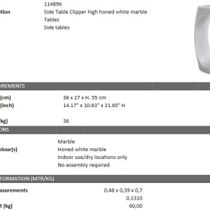 Masuta laterala design LUX Clipper high, alb 114896 HZ - Img 5