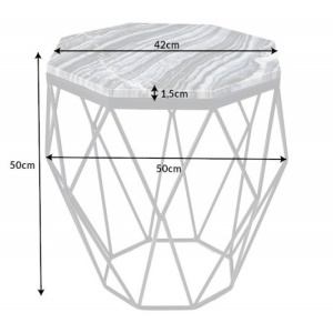 Masuta laterala design minimalist Diamond 50cm, marmura gri - Img 5