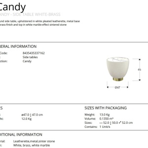Masuta laterala design modern Candy alb/alama 47cm - Img 6