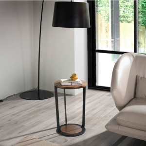 Masuta laterala moderna design LUX Wood and Black, 38cm