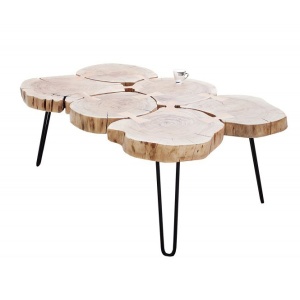 Masuta living cu blat lemn de salcam, Goa II 115cm A-36708 VC