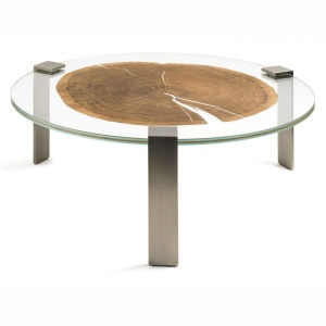 Masuta LUX design Glass-Wood FORESTA H-31cm, brass 7511923.70